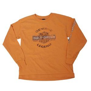 Youth Harley Davidson Orange Long Sleeve T Shirt Sz M